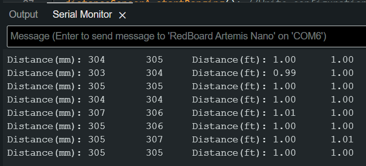 Readings after calibration.